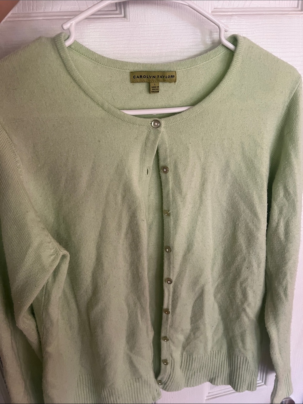 Carolyn Taylor Pastel Green Button-Front Cardigan
